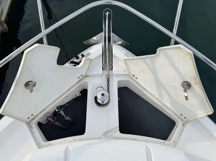 Yes Dear! Yacht Photos Pics 2016 Absolute Sport Yacht anchor compartment with open hatches and visible chain mechanism.