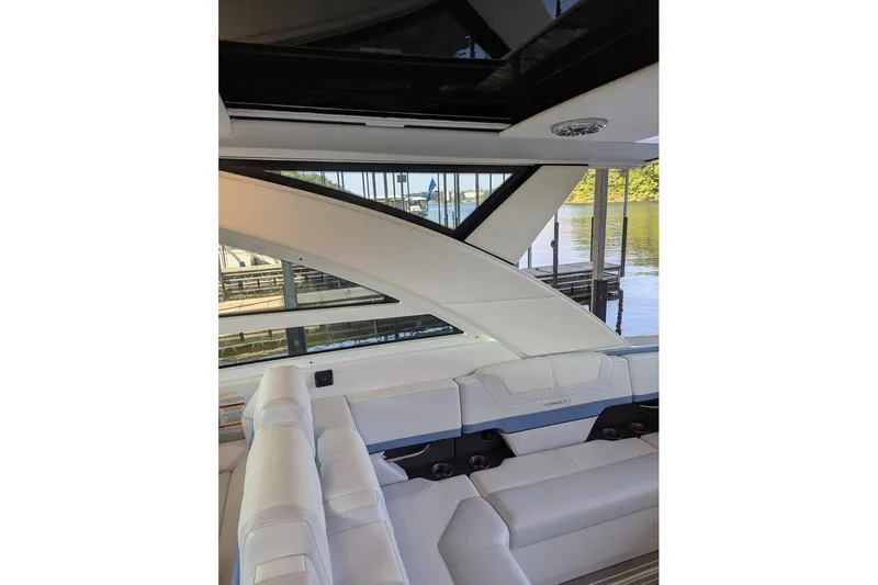  Yacht Photos Pics Interior view of 2024 Formula 430 Super Sport Crossover yacht with luxurious seating.