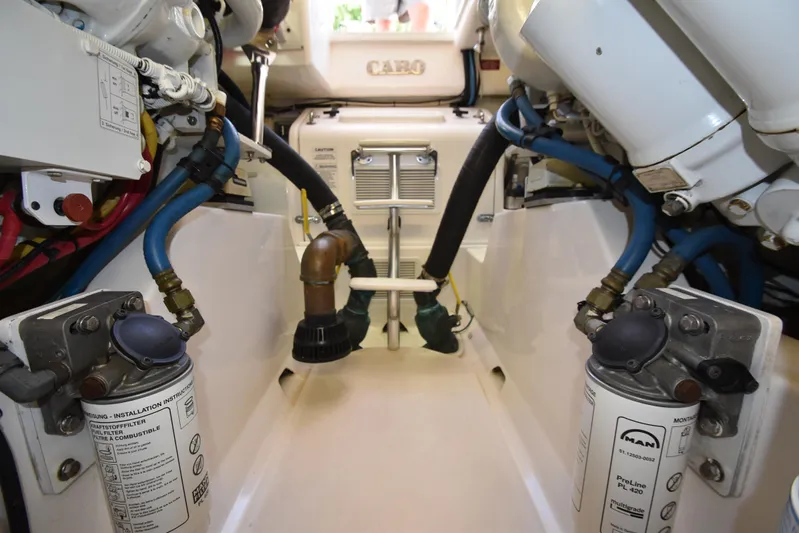 Fly'n Fish Yacht Photos Pics Engine Room Looking Aft