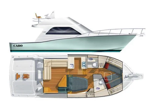 Fly'n Fish Yacht Photos Pics 43 Cabo Layout