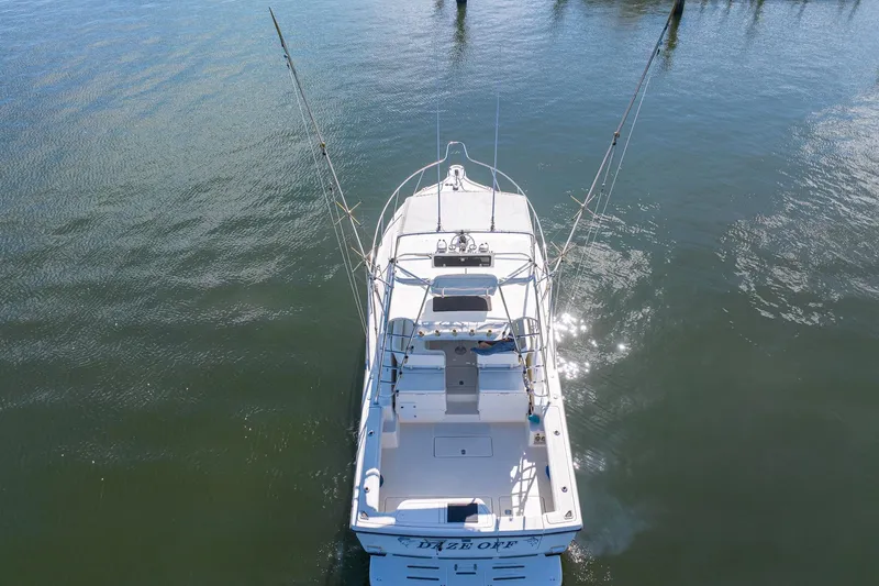  Yacht Photos Pics Aerial view of 1997 Tiara Yachts 3500 Express on calm water.