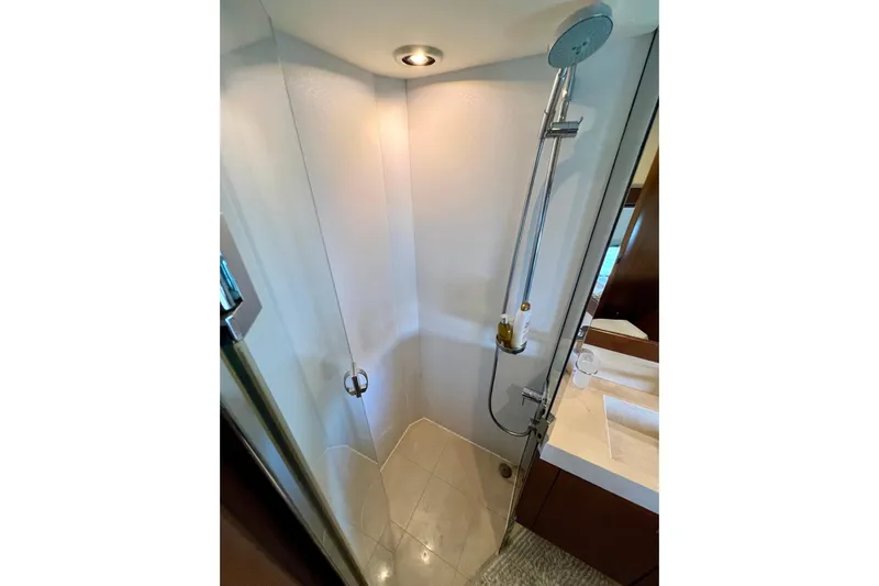  Yacht Photos Pics Shower area in 2010 Princess V78 yacht, featuring modern fixtures and elegant design.