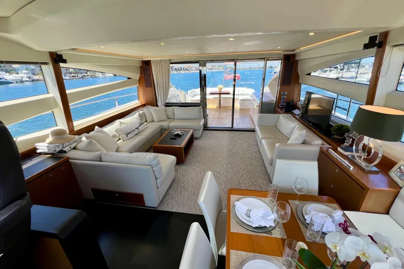  Yacht Photos Pics Luxurious interior of 2010 Princess V78 yacht with elegant seating and dining area.
