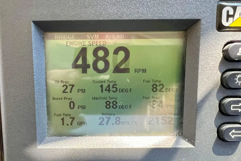 Yacht Photos Pics Engine display showing 482 RPM on a 2010 Princess V78 yacht.