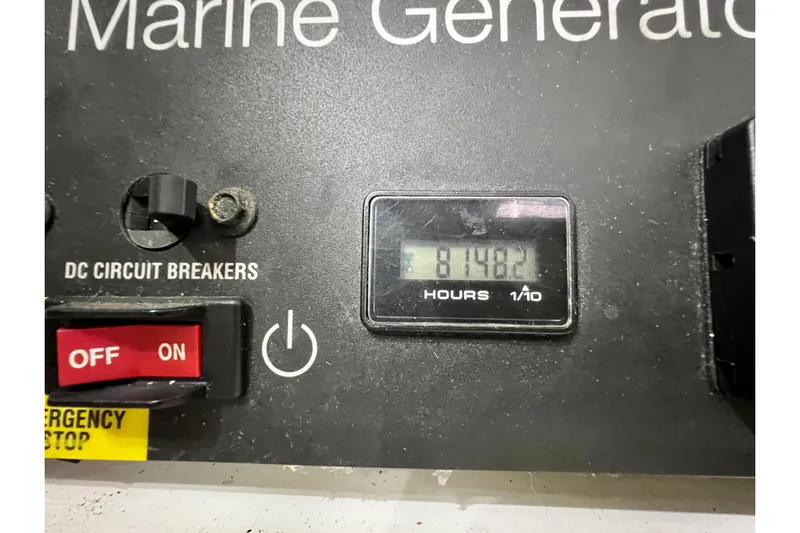  Yacht Photos Pics Control panel of a 2010 Princess V78 marine generator showing 8148.2 hours.