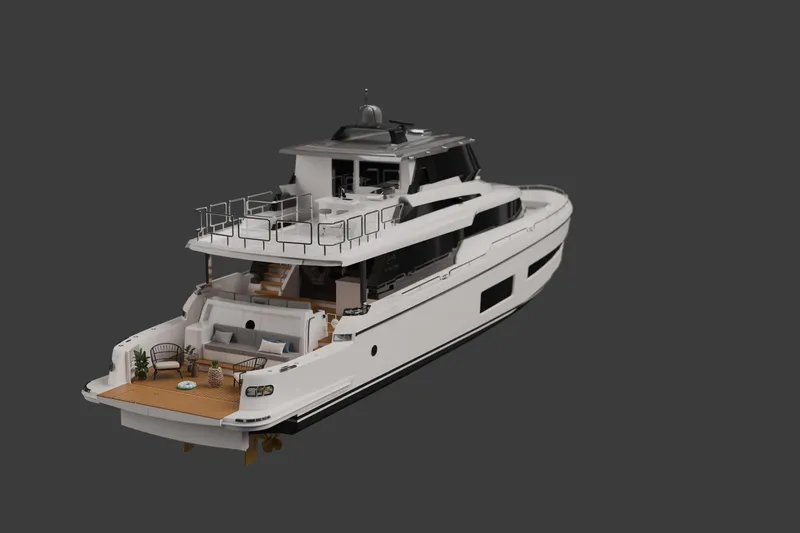 V77s-613 / Available Spring 2026 Yacht Photos Pics V77s Hull 13 3D Rendering