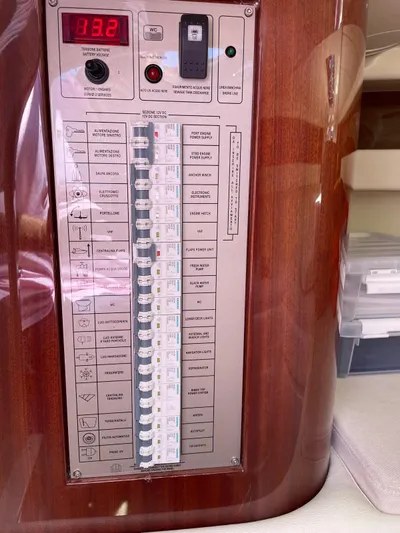 No Name Yacht Photos Pics Electrical control panel on a 2016 Riva AQUAVIVA SUPER yacht, featuring switches and indicators.