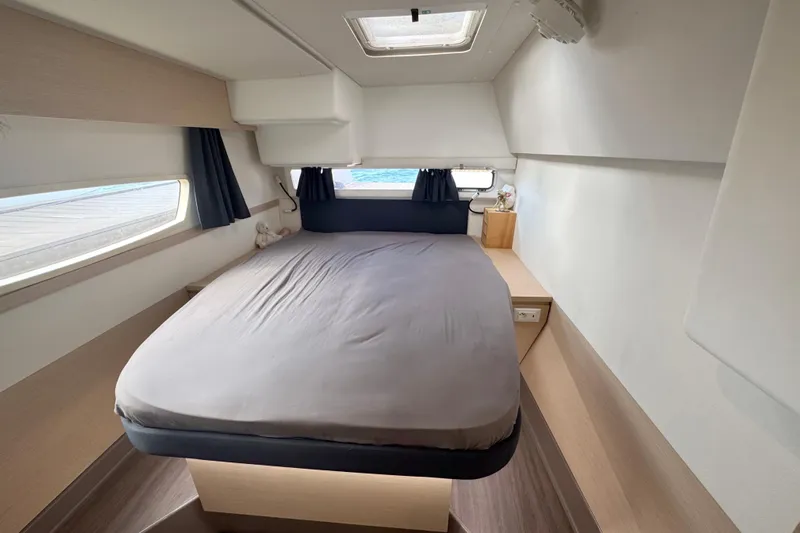 Katla Yacht Photos Pics Luxurious cabin interior of 2018 Fountaine Pajot Helia 44 Evolution catamaran.