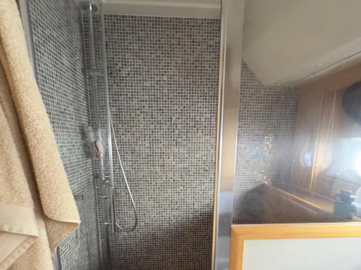  Yacht Photos Pics Shower area with mosaic tiles in 2011 Ferretti Yachts 570.
