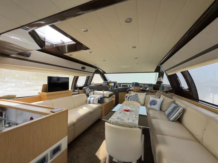  Yacht Photos Pics Luxurious interior of 2011 Ferretti Yachts 570 with elegant seating and modern design.