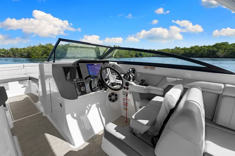  Yacht Photos Pics Interior view of 2021 Sea Ray SDX 290 Outboard boat.