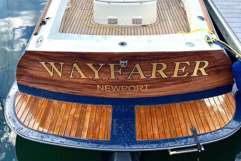 Wayfarer Yacht Photos Pics Hinckley Talaria 29C 2002 boat with "Wayfarer" name, docked in Newport.