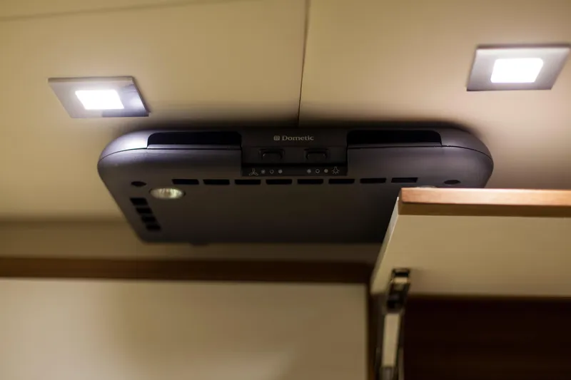  Yacht Photos Pics Ceiling-mounted appliance in Mazarin 72 Cruiser/Racer Gen II yacht, 2026 model, with LED lights.