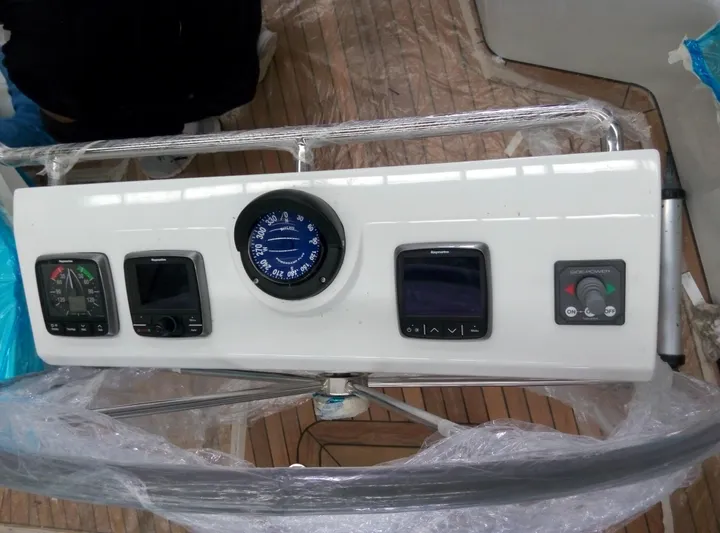  Yacht Photos Pics Control panel of 2026 Mazarin 72 Cruiser/Racer Gen II with navigation instruments.