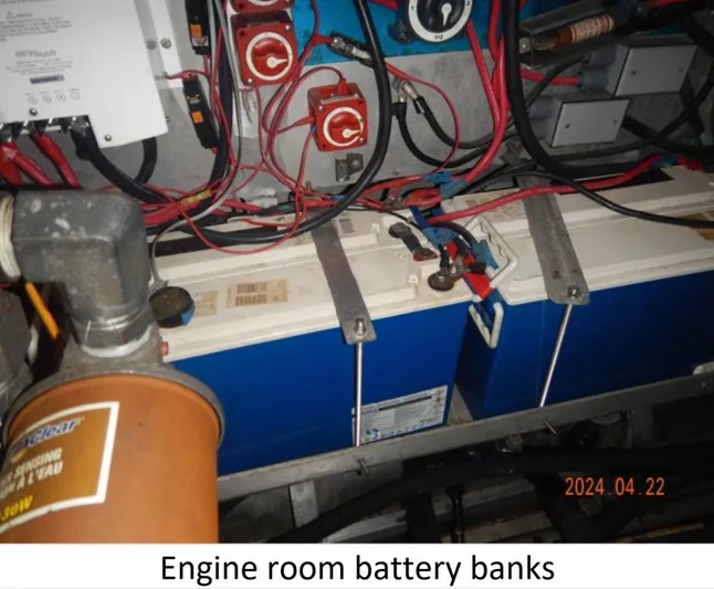  Yacht Photos Pics Engine room battery banks of 2010 Custom Semi Sub Power Catamaran.