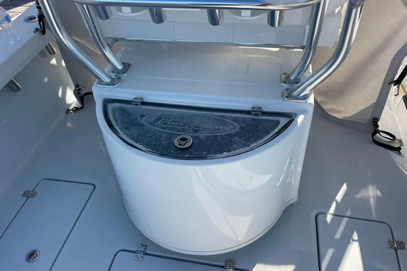  Yacht Photos Pics 2023 Pair Customs 24 Center Console DV boat interior with storage compartment.
