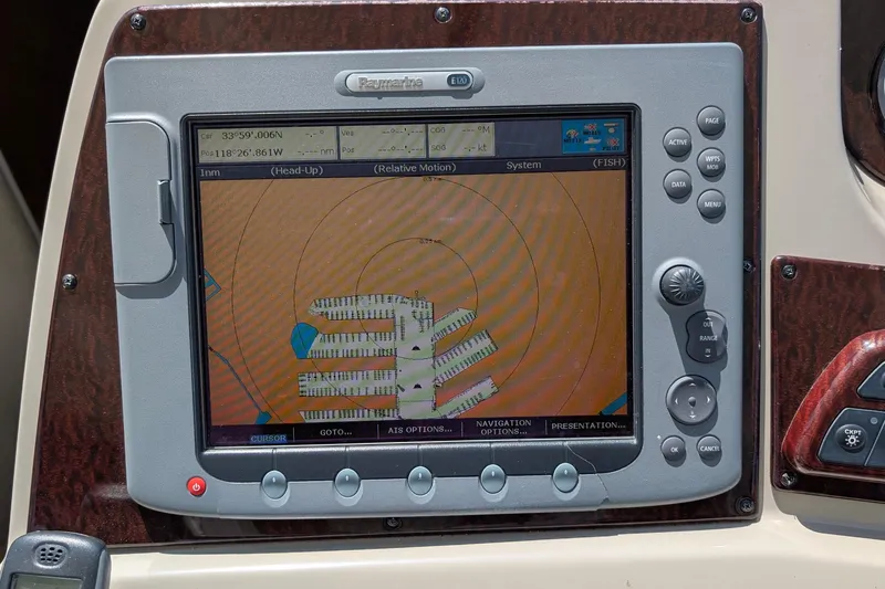 Fansea Yacht Photos Pics GPS navigation system on 2009 Sea Ray 350 Sundancer boat dashboard.