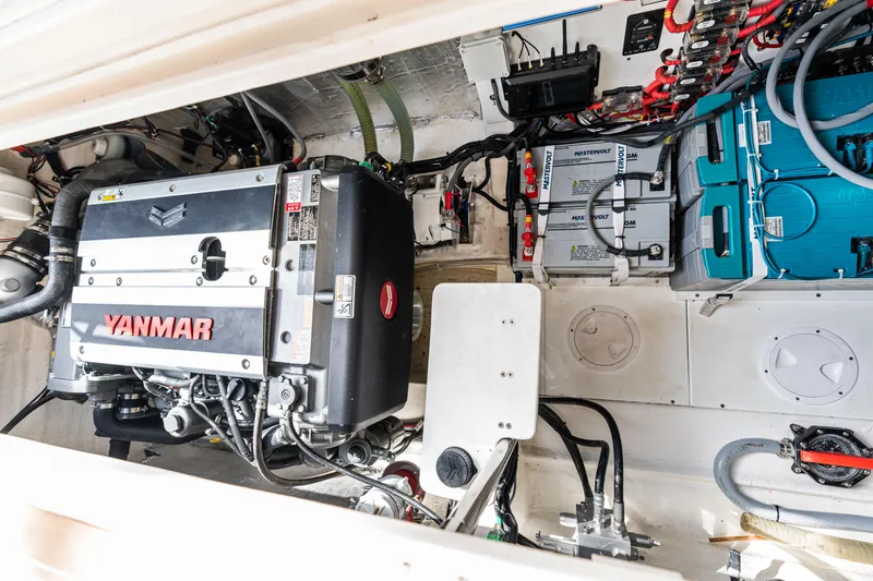  Yacht Photos Pics Engine room of 2025 Makai M37 with Yanmar engine and Mastervolt batteries.