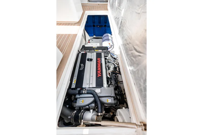  Yacht Photos Pics Engine compartment of 2025 Makai M37 featuring a Yanmar engine.