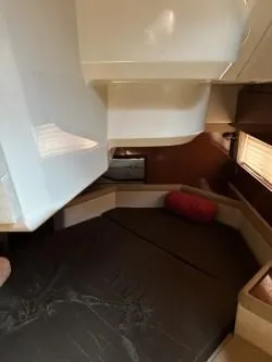  Yacht Photos Pics 2013 Sea Ray 370 Venture cabin interior with cozy seating and modern design.