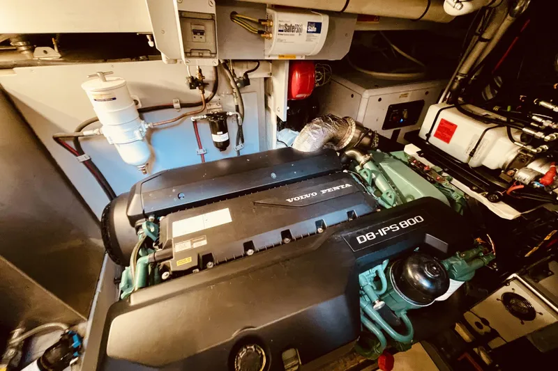  Yacht Photos Pics Engine room of 2020 Cranchi E 52F Evoluzione with Volvo Penta D8-IPS800 engine.