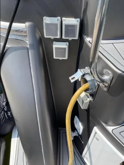  Yacht Photos Pics Close-up of 2000 Carver 506 Motor Yacht's electrical connections and fittings.