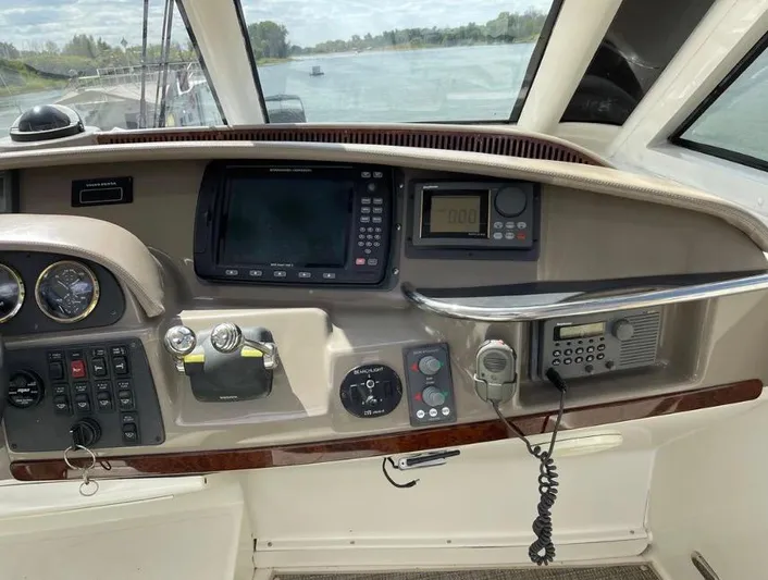  Yacht Photos Pics Control panel of a 2000 Carver 506 Motor Yacht with navigation instruments.