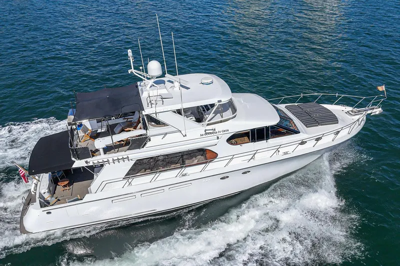 As Good As It Gets Yacht Photos Pics 2002 Ocean Alexander 640 Pilothouse yacht cruising on open water.