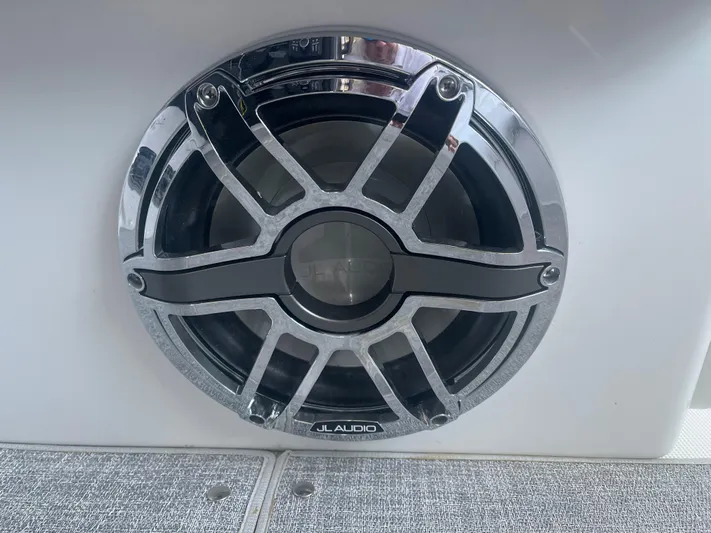  Yacht Photos Pics Close-up of JL Audio speaker on 2023 Formula 310 Bowrider I/O boat.