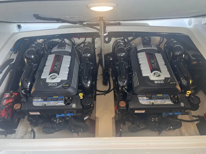  Yacht Photos Pics Twin 6.2L engines in 2023 Formula 310 Bowrider I/O boat engine compartment.