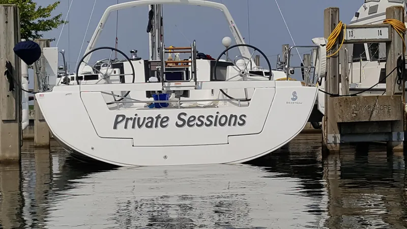 Private Sessions Yacht Photos Pics Beneteau Oceanis 45 sailboat named "Private Sessions" docked at marina, 2018 model.