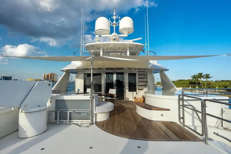 Antares Yacht Photos Pics Luxurious 2008 Westport 130 yacht deck with modern amenities and scenic views.