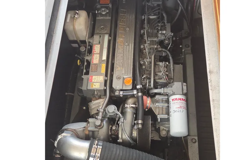  Yacht Photos Pics Engine compartment of a 2006 Mainship 40 Trawler with Yanmar components.