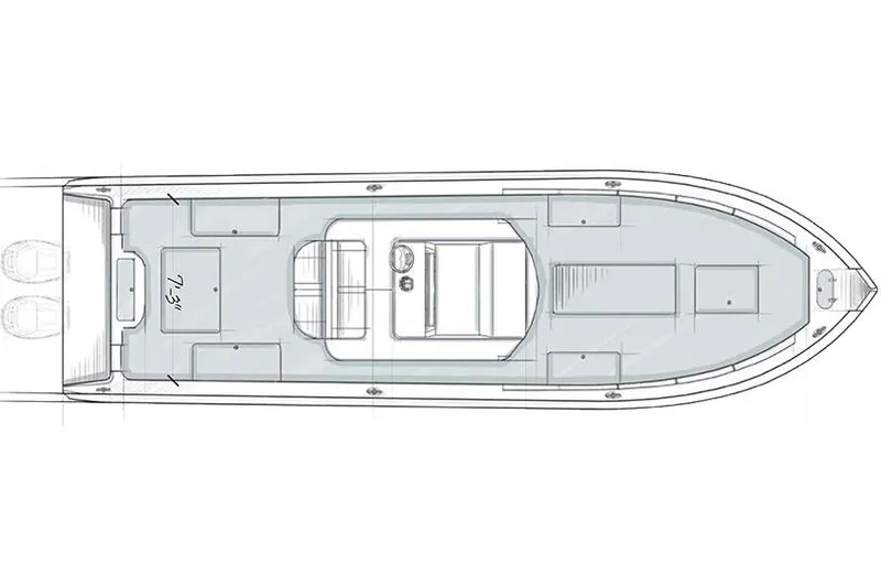  Yacht Photos Pics Manufacturer Provided Image: Top view layout of a 2018 Yellowfin 32 boat model.