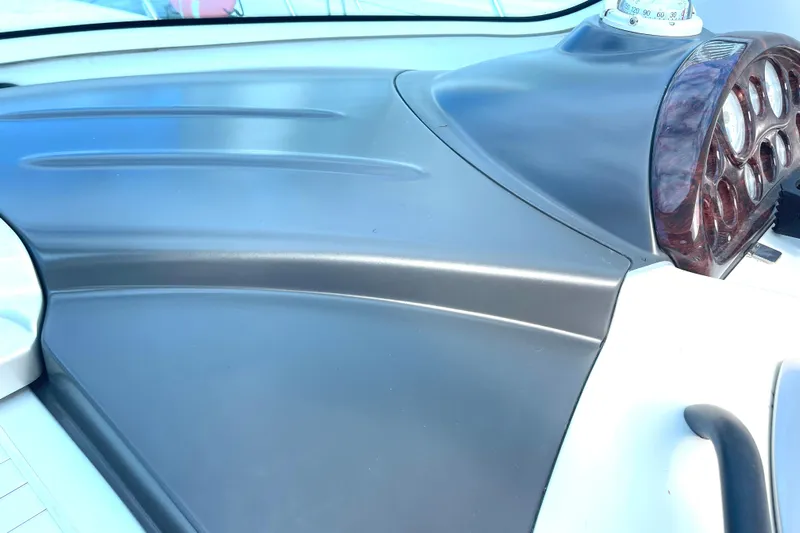 Saphir Bleu Yacht Photos Pics Dashboard of 2006 Cranchi Mediterranee 50 HT yacht with sleek design and gauges.