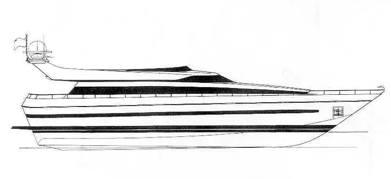  Yacht Photos Pics Line drawing of a 1992 Cantieri di Pisa Akhir 30S yacht, side profile view.
