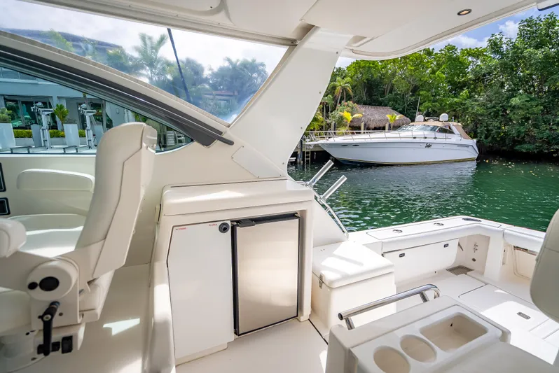  Yacht Photos Pics 2005 Tiara Yachts 4200 Open interior, featuring sleek design and waterfront view.