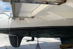 Casuarina Yacht Photos Pics Voyage Yachts Norseman 430 catamaran hull, 2000 model, on dry dock for maintenance.