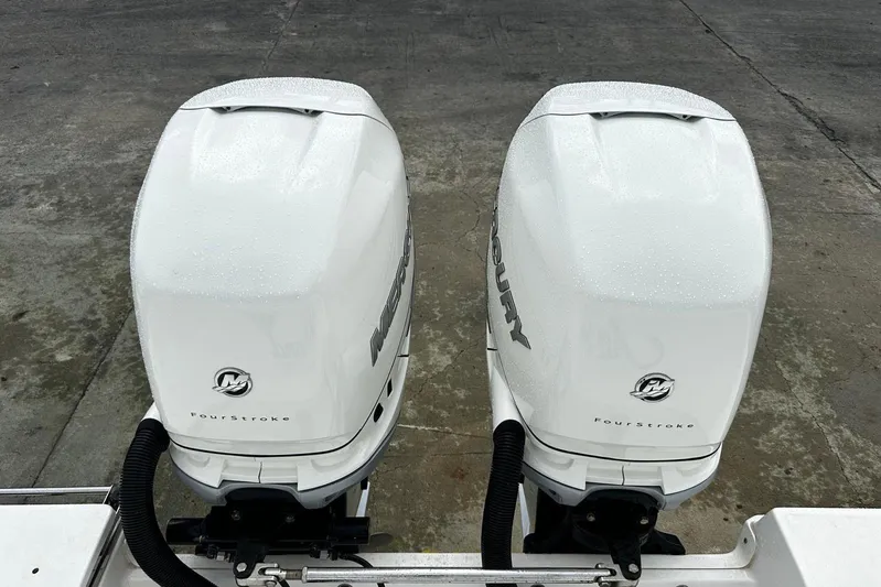  Yacht Photos Pics Twin Mercury FourStroke engines on a 2017 Boston Whaler 330 Outrage boat.