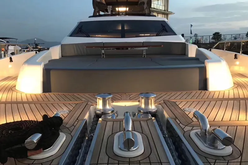 Ferretti 850 Yacht Photos Pics Luxurious 2017 Ferretti Yachts 850 with elegant deck lighting and sleek design.