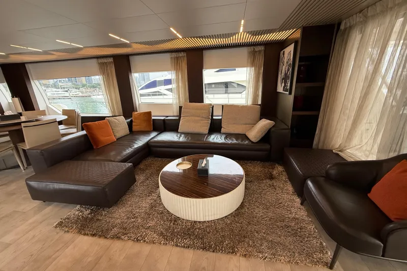 Ferretti 850 Yacht Photos Pics Luxurious 2017 Ferretti Yachts 850 interior with elegant seating and modern decor.