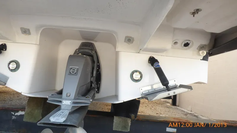  Yacht Photos Pics 2018 Regal 28 Express boat stern with outdrive and trim tabs.