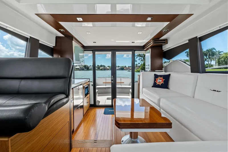 Southwind Yacht Photos Pics Interior of 2018 Tiara Yachts C44 Coupe with luxurious seating and scenic view.