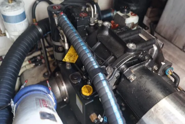 L' Aventura Yacht Photos Pics Engine compartment of a 2010 Sea Ray 470 Sundancer boat.