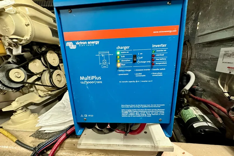 Anchored Souls Yacht Photos Pics Victron Energy MultiPlus charger in 1988 Californian 45 Motor Yacht engine room.