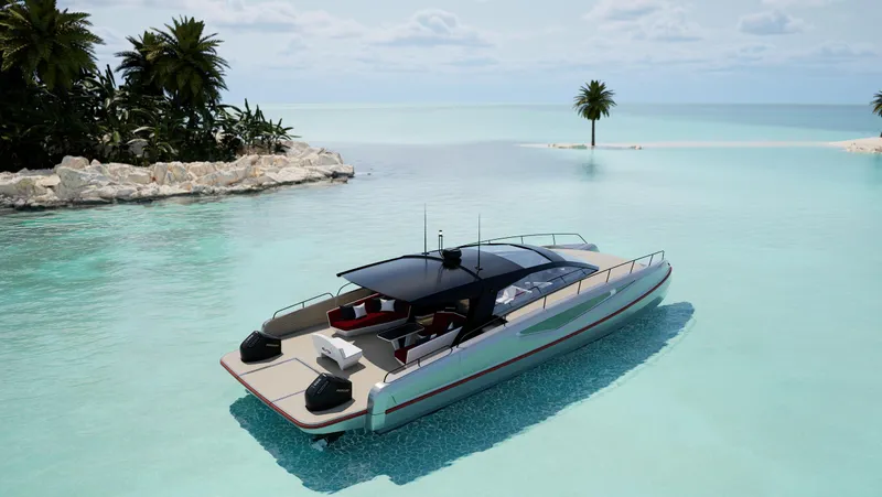  Yacht Photos Pics 2024 Infiniti 60 Powercat Coupe in tropical waters.