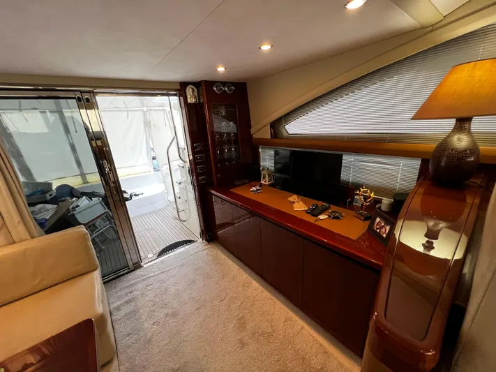  Yacht Photos Pics Luxurious interior of a 2008 Princess 50 yacht with elegant furnishings and modern decor.