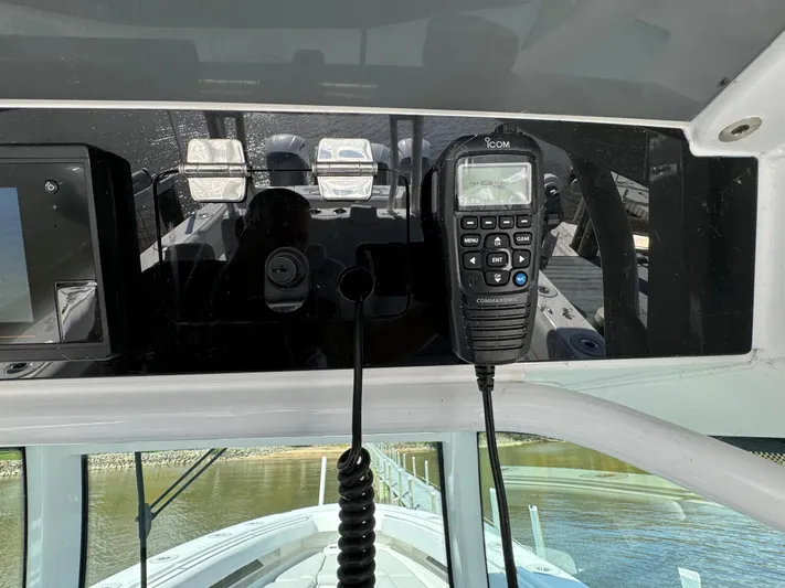  Yacht Photos Pics Control panel of a 2019 HCB Siesta boat with Icom radio.