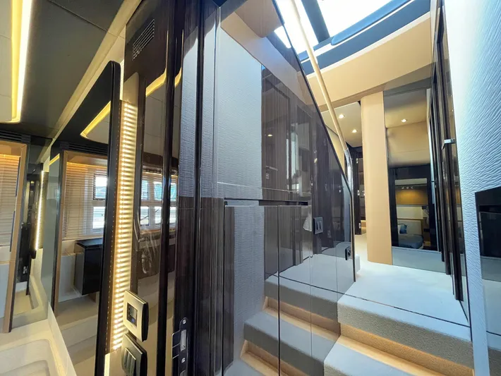  Yacht Photos Pics Luxurious interior of 2016 Azimut 77S yacht with modern design and elegant lighting.