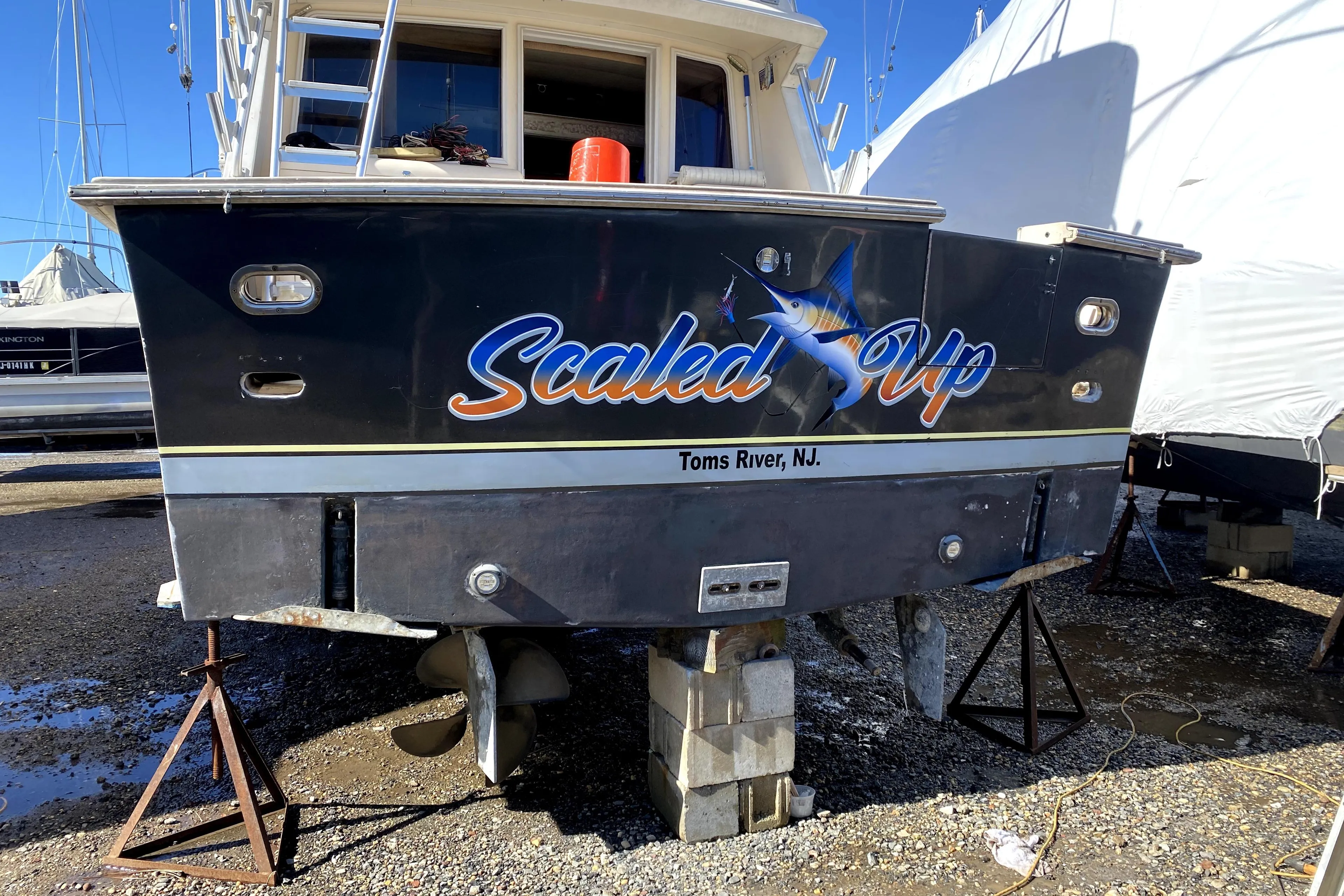 1991 Pacemaker 37 Sportfisherman boat named "Scaled Up" in Toms River, NJ.